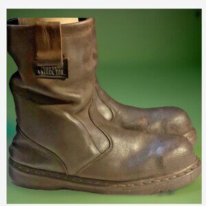 Dr Martens Steel Toe Safety Shoe Slip-Ons Mens 8 Womens 9 Brown Leather Nonslip